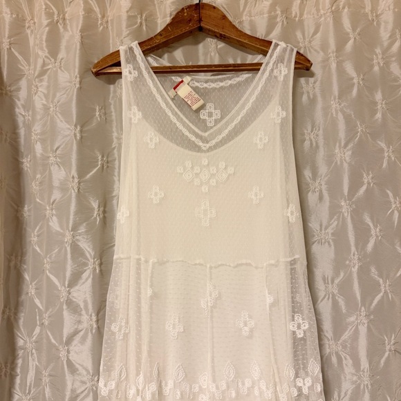 SUNDANCE Ivory White Lace Embroidered Maxi Dress Sleeveless Boho Festival Style - Picture 4 of 9